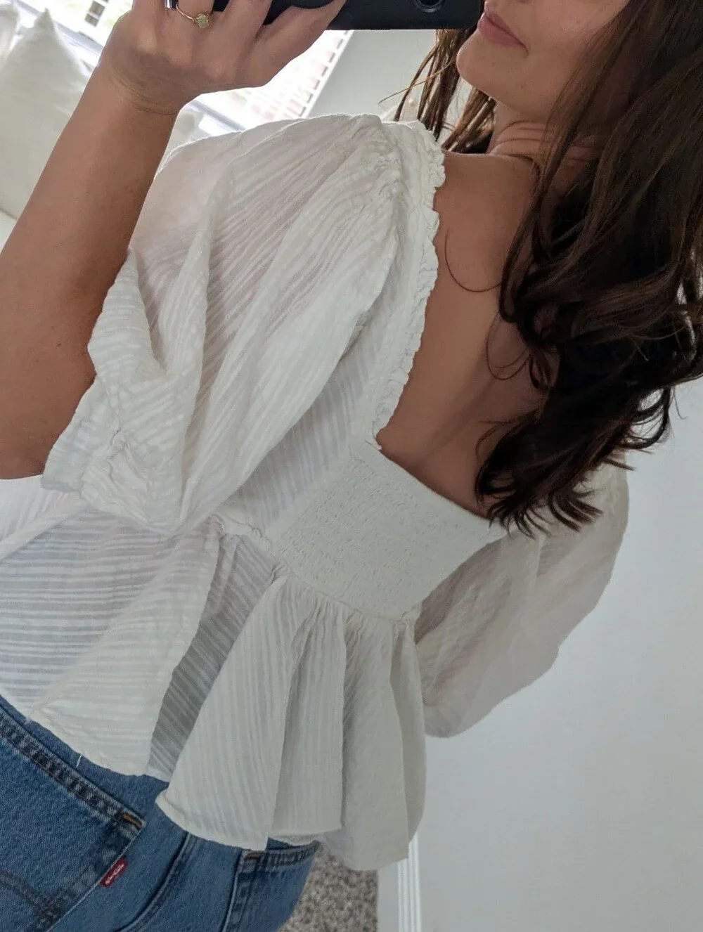 Free People Baby Doll Puff Sleeve Top
